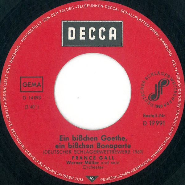 France Gall : Ein Bißchen Goethe, Ein Bißchen Bonaparte (7", Single, No )