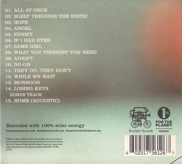 Jack Johnson : Sleep Through The Static (CD, Album, Car)