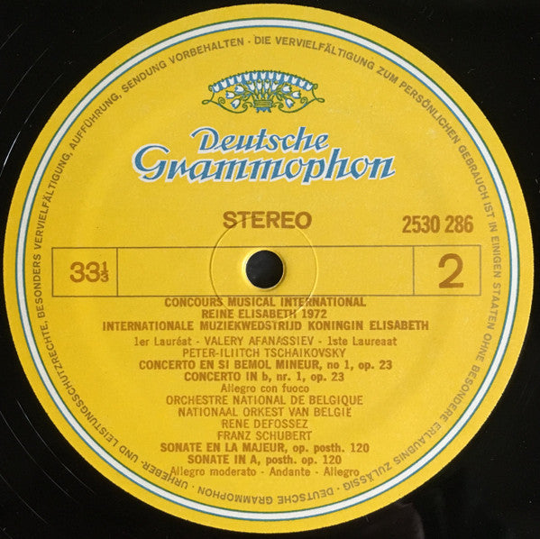 Valery Afanassiev – Pyotr Ilyich Tchaikovsky / Franz Schubert : Concerto En Si Bémol Mineur, N° 1 = Concerto In b, Nr. 1 / Sonate En La Majeur, Op. Posth. 120 = Sonate In A, Posth. Op. 120 (LP)