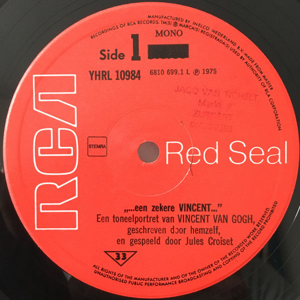 Jules Croiset : A Certain Vincent (LP, Album, Mono)