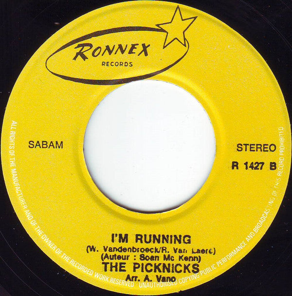 The Picknicks : I'm Alone / I'm Running (7", Single, Yel)