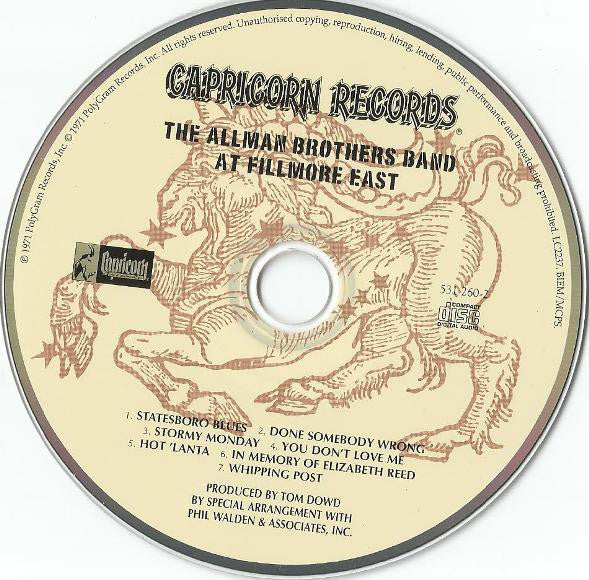The Allman Brothers Band : The Allman Brothers Band At Fillmore East (CD, Album, RE, RM, RP)