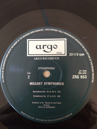 Wolfgang Amadeus Mozart, The Academy Of St. Martin-in-the-Fields Director Sir Neville Marriner : Symphonies 23 & 24, 26 & 27 (LP)