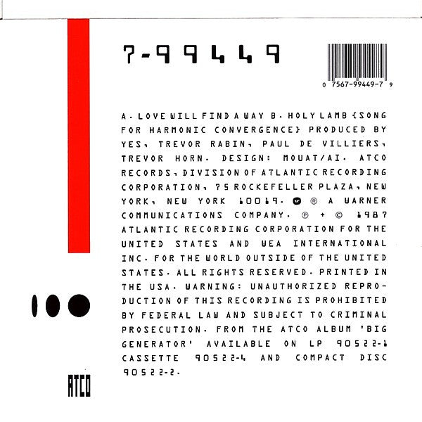 Yes : Love Will Find A Way (7", Single, Spe)