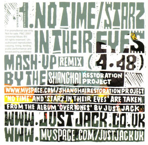 Just Jack : No Time / Starz In Their Eyes Mash-Up (CD, Promo)