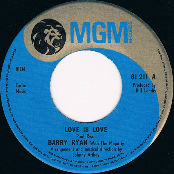 Barry Ryan : Love Is Love (7", Single)