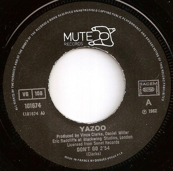 Yazoo : Don't Go (7", Single, Bla)