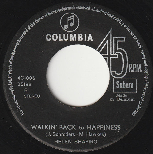 Helen Shapiro : Queen For Tonight / Walkin' Back To Happiness (7", Single)