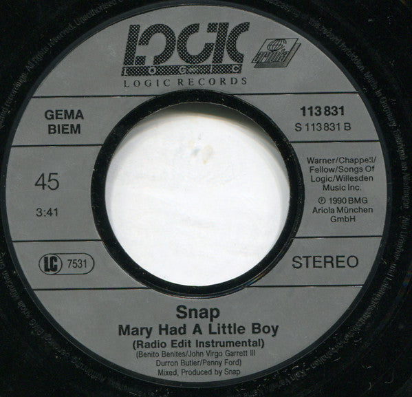Snap! : Mary Had A Little Boy (7", Single)