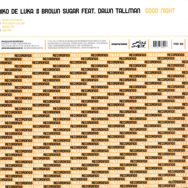 Niko De Luka And Brown Sugar Feat. Dawn Tallman : Good Night (12")