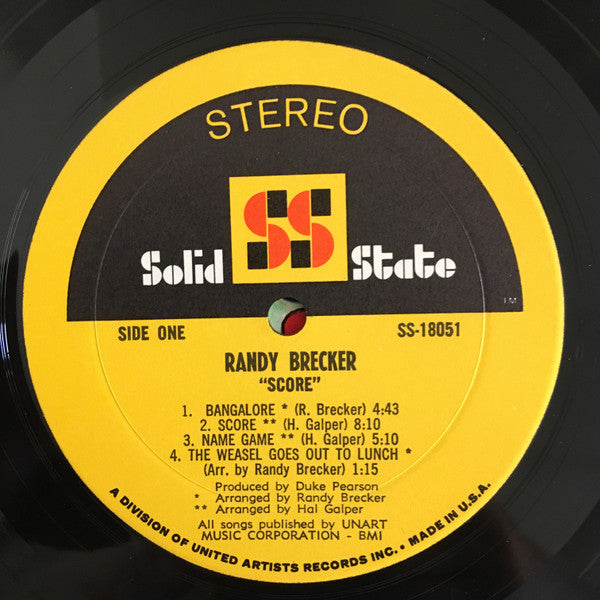 Randy Brecker : Score (LP, Album, Gat)