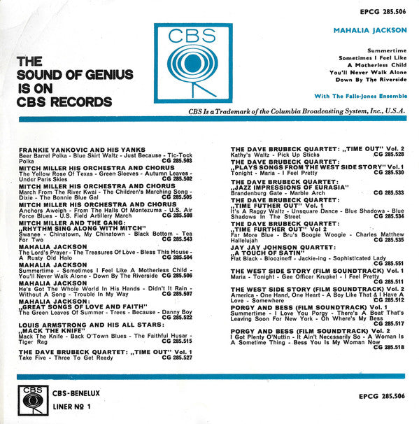 Mahalia Jackson : Summertime (7", EP)