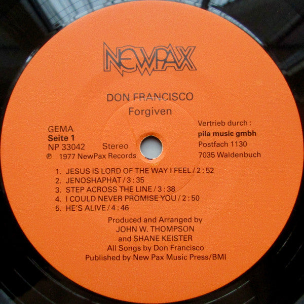 Don Francisco (2) : Forgiven (LP, Album)