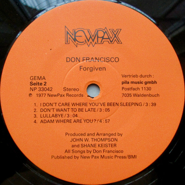 Don Francisco (2) : Forgiven (LP, Album)