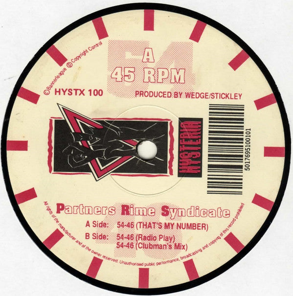 Partners Rime Syndicate : 54-46 (That's My Number) (12", Single)