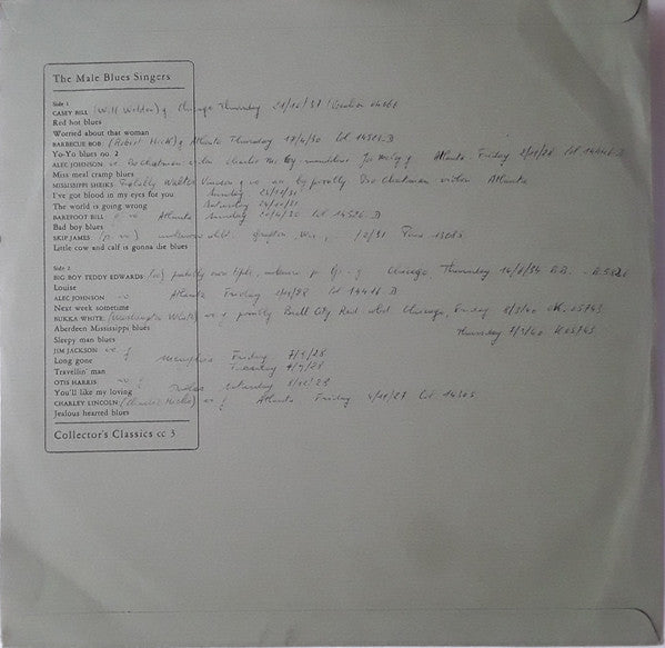 Various : The Male Blues Singers Vol. 1 (LP, Comp)