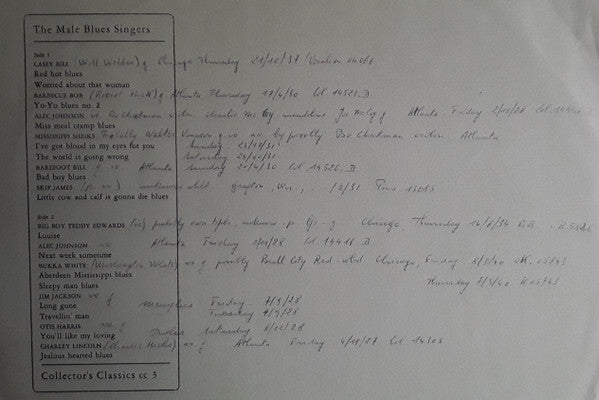 Various : The Male Blues Singers Vol. 1 (LP, Comp)