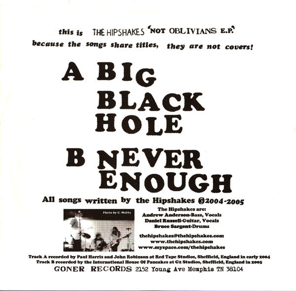 The Hipshakes : Not Oblivians E.P. (7", Single)