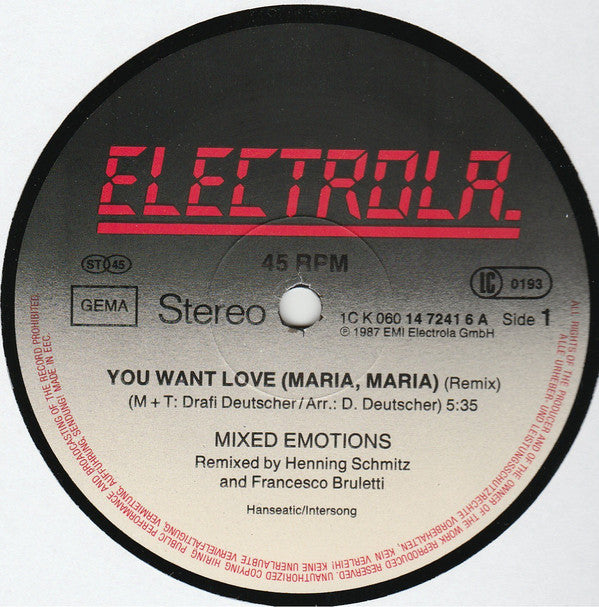 Mixed Emotions : You Want Love (Maria, Maria...) (Special Re-Emotion-Mix) (12", Maxi)