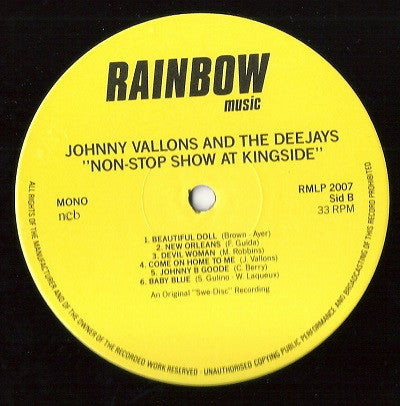 Johnny Vallons & The Deejays : Non-Stop Show At Kingside (LP, Album, Mono, RE)