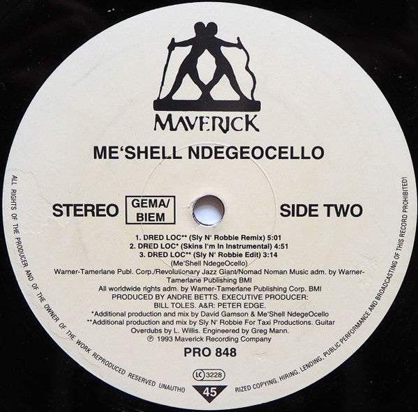 Me'Shell NdegéOcello : Dred Loc (12", Promo)