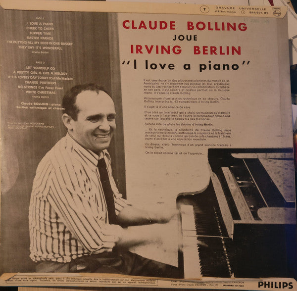 Claude Bolling : Joue Irving Berlin "I Love A Piano" (LP, Album)