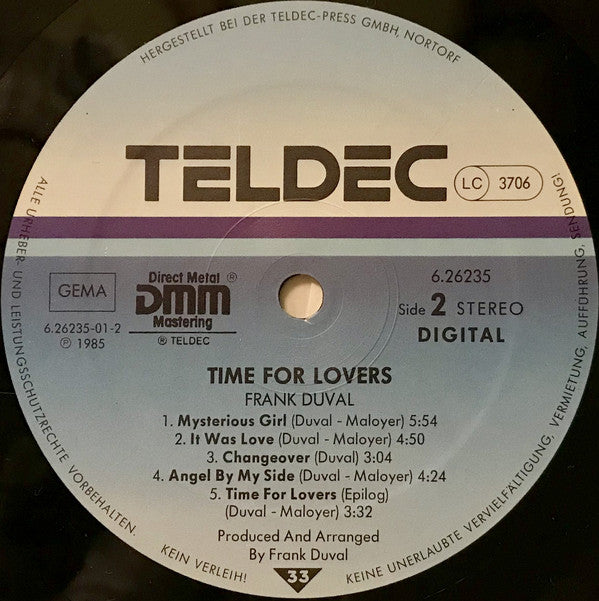 Frank Duval : Time For Lovers (LP, Album)