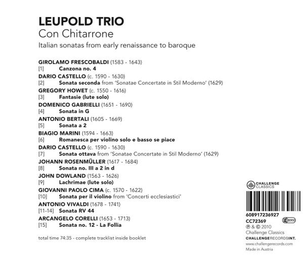 Leupold Trio : Con Chitarrone: Italian Sonatas From Early Renaissance To Baroque (CD, Album)