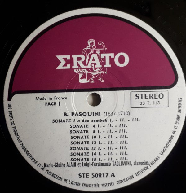 Bernardo Pasquini, Marie-Claire Alain, Luigi Ferdinando Tagliavini : Sonates Pour Deux Orgues Et Deux Clavecins (LP)
