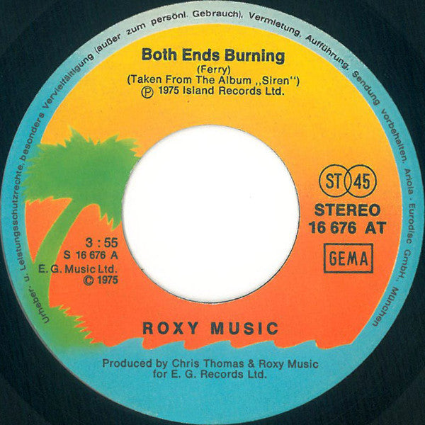 Roxy Music : Both Ends Burning (7", Single)