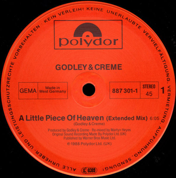 Godley & Creme : A Little Piece Of Heaven (12", Single)