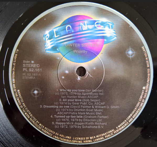 Pointer Sisters : Priority (LP, Album)