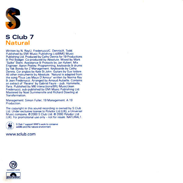 S Club 7 : Natural (CD, Single, Promo)