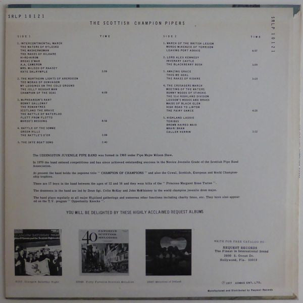 The Uddingston Juvenile Pipe Band : The Scottish Champion Pipers (LP, Album, RP)