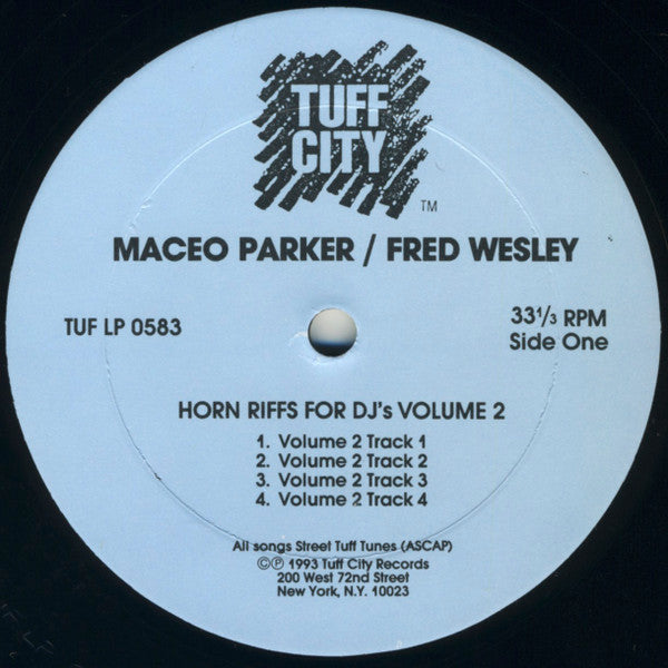 Maceo Parker / Fred Wesley : Horn Riffs For DJ's Volume 2 (LP)
