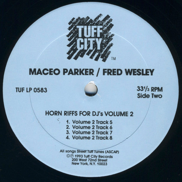 Maceo Parker / Fred Wesley : Horn Riffs For DJ's Volume 2 (LP)