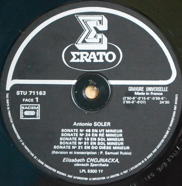 Padre Antonio Soler, Elisabeth Chojnacka : Fandango, Sept Sonatas (LP, Album)
