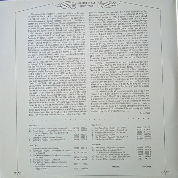 Jacques Urlus : Jacques Urlus (2xLP, Comp)