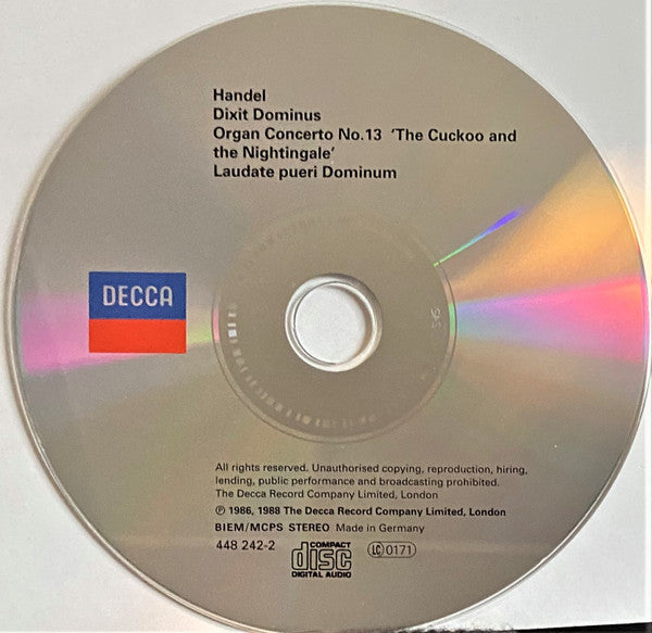 Georg Friedrich Händel, The King's College Choir Of Cambridge, English Chamber Orchestra, Stephen Cleobury : Dixit Dominus / Laudate Pueri Dominum / Organ Concerto 'The Cuckoo And The Nightingale' (CD, Comp)