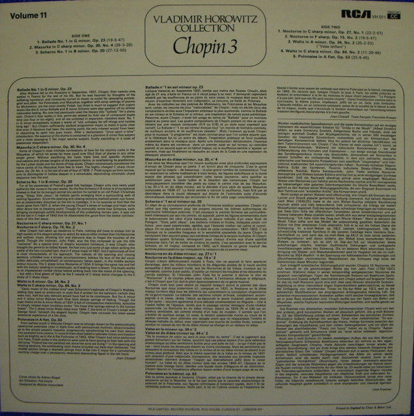 Frédéric Chopin, Vladimir Horowitz : Chopin 3 (LP, Comp, Mono)