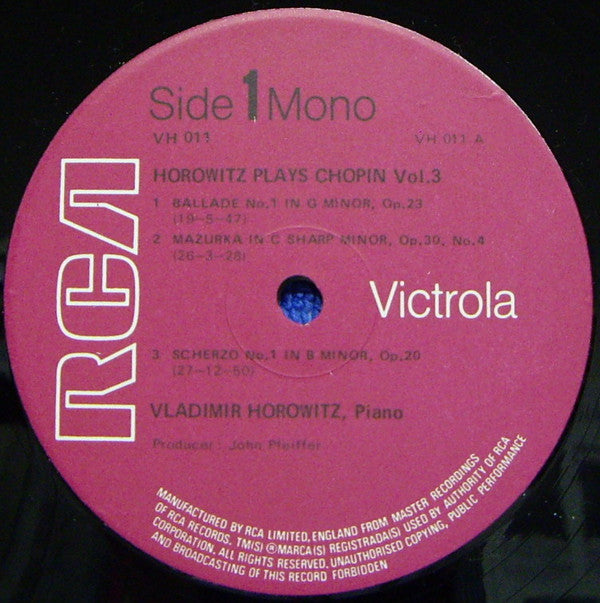 Frédéric Chopin, Vladimir Horowitz : Chopin 3 (LP, Comp, Mono)