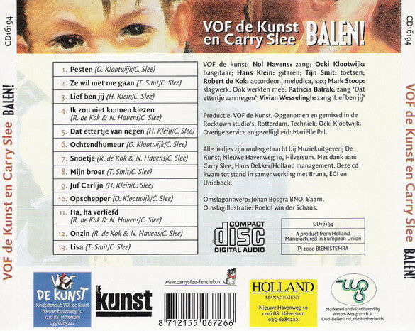 VOF de Kunst en Carry Slee : Balen! (CD, Album)