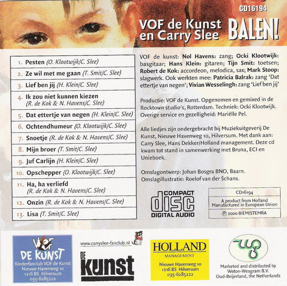 VOF de Kunst en Carry Slee : Balen! (CD, Album)
