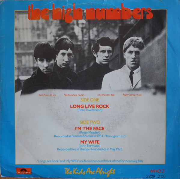 The Who : Long Live Rock (7", Single)