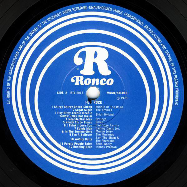 Various : Fun Rock - 24 Cheery Chartbusters (LP, Comp, Mono)