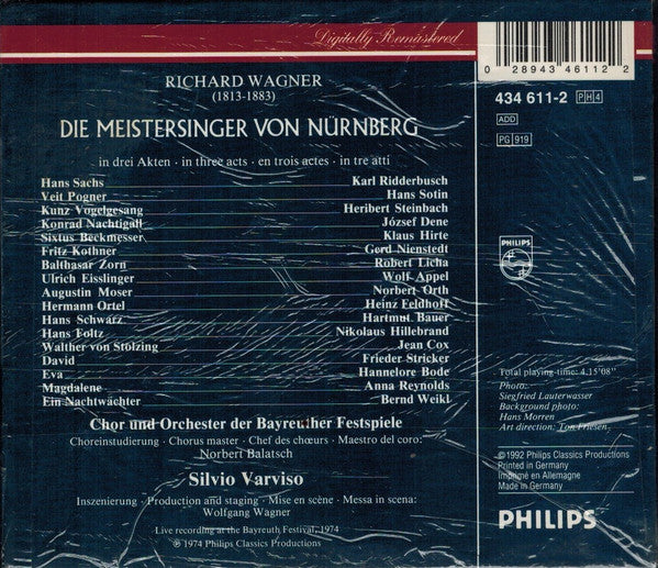 Richard Wagner - Karl Ridderbusch • Jean Cox • Hannelore Bode • Hans Sotin • Klaus Hirte • Anna Reynolds • Orchester der Bayreuther Festspiele • Silvio Varviso : Die Meistersinger Von Nürnberg (4xCD, Album, RE, RM + Box, Sli)