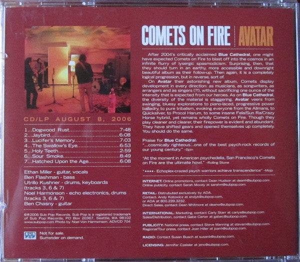 Comets On Fire : Avatar (CD, Advance, Album, Promo)