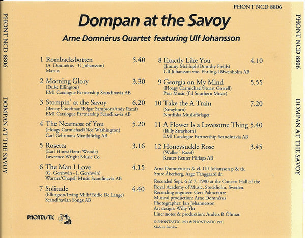 Arne Domnérus Kvartett Featuring Ulf Johansson Werre : Dompan At The Savoy (CD)