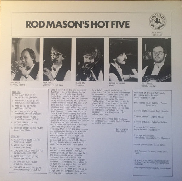 Rod Mason's Hot Five : Come Back Sweet Papa (LP)