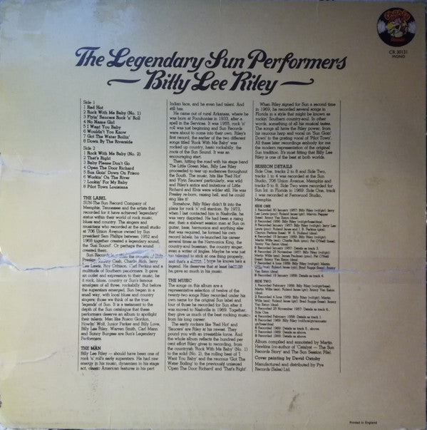 Billy Lee Riley : The Legendary Sun Performers (LP, Comp, Mono)